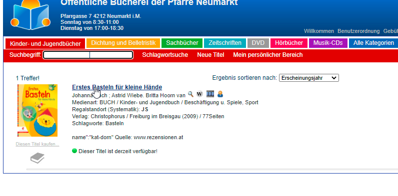 Medienreservierung - Schritt 3