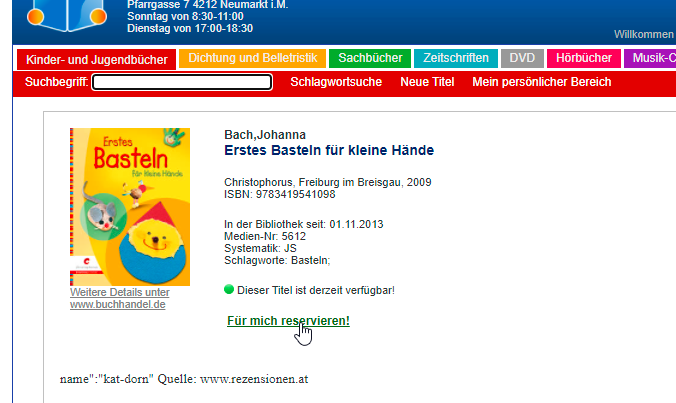 Medienreservierung - Schritt 4